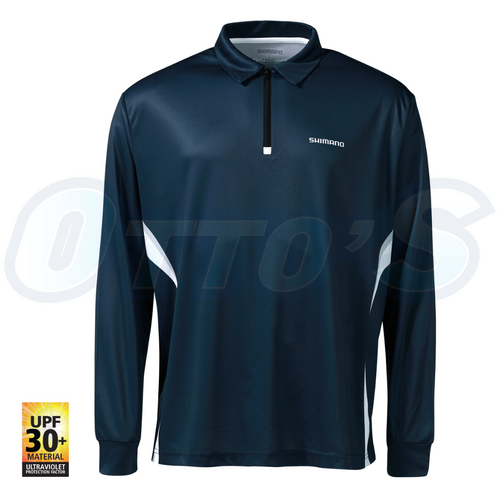 22 Shimano Navy/Grey Zip Up Sublimated Long Sleeve Fishing Shirt