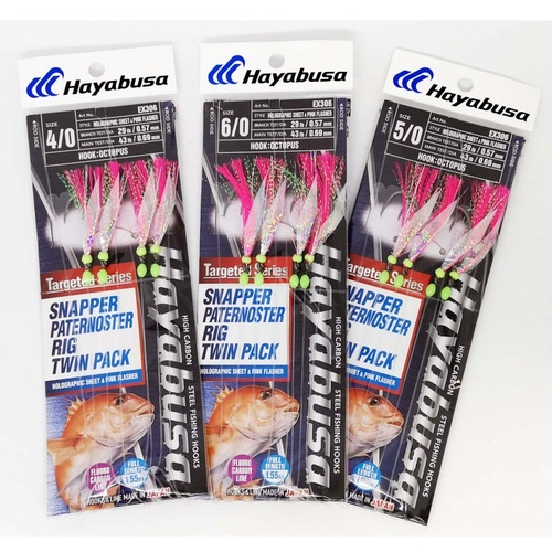 Hayabusa Snapper Paternoster Flasher Rig Twin Pack EX306 EX307 EX308 EX309