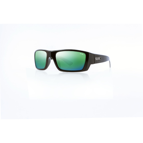 Tonic Sunglasses Rise Shiny Blk Glass Mirror Green G2 Slicelens