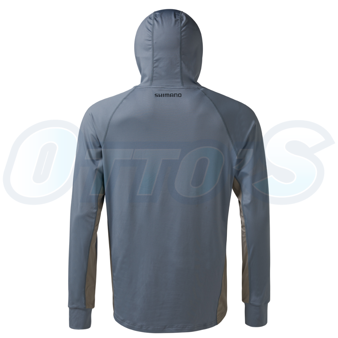 22 Shimano Hooded Tech Tee Cool Grey Long Sleeve Fishing Shirt