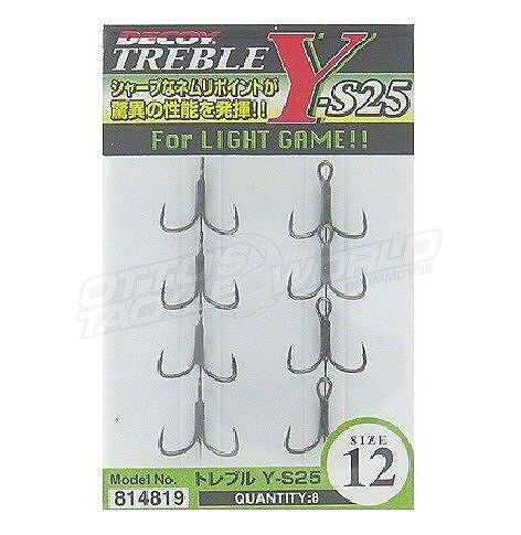 Decoy Y-S25 Treble Hook Light Game Treble Hooks Size 12 4819 