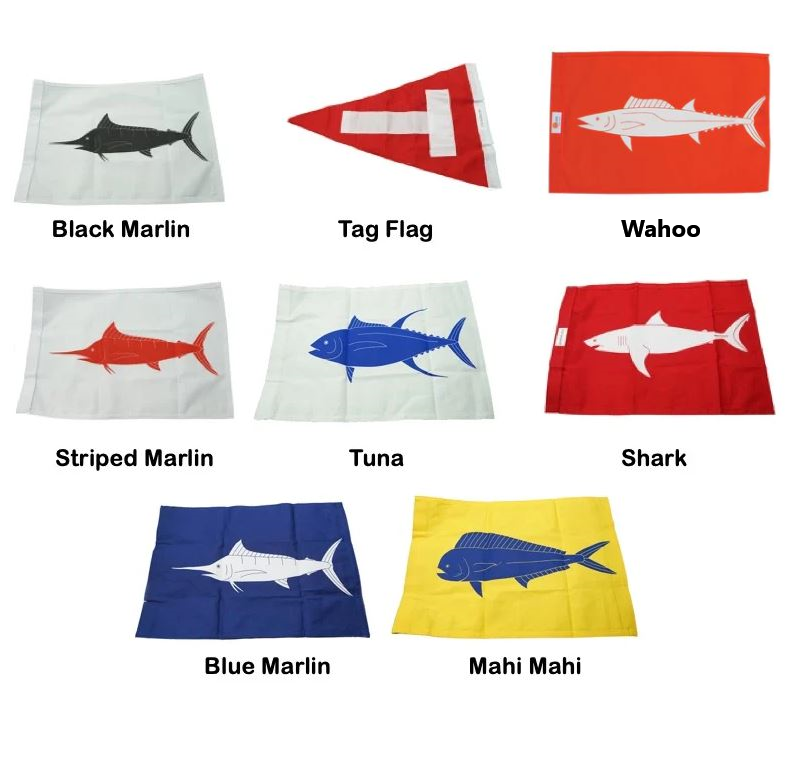 Game Fishing Tag Flags Marlin,Tuna,Wahoo,Shark etc. Species Indicator