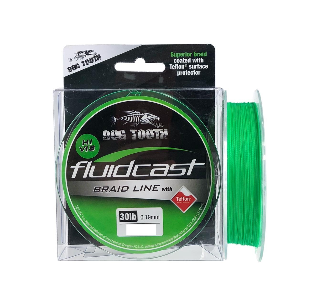 Dog Tooth Fluidcast X4 Teflon Hi-Vis Green 150m Braided Fishing Line