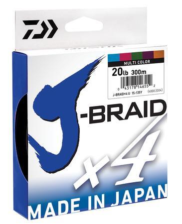Daiwa J Braid x4 300 m Multi Colour Braided Fishing Line