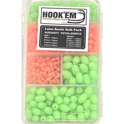 Hook'em Oval Soft Lumo Beads Bulk Pack 900pc