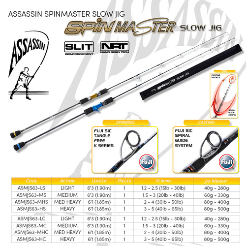 Assassin Spinmaster Slow Jig Overhead Fishing Rods