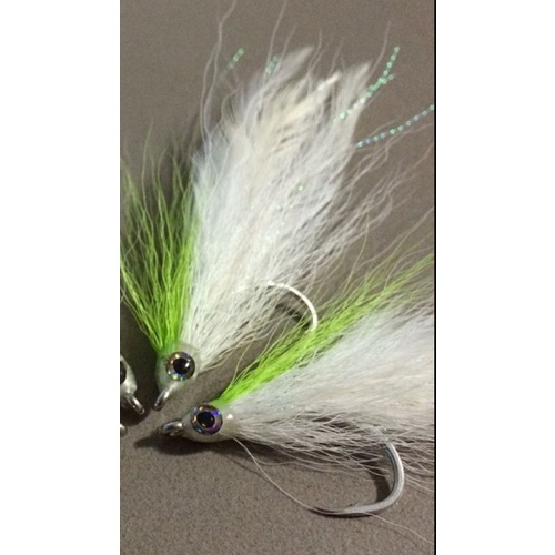 BWC White/Chartreuse Deceiver Flies