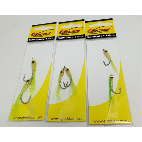 E.J. Todd Saltwater Eye Fly Chartreuse 2 Pack