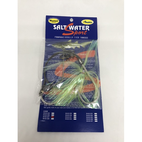 Saltwater Sport Wire Trace Flash Skirt and Weighted Slider Two Hook Rig
