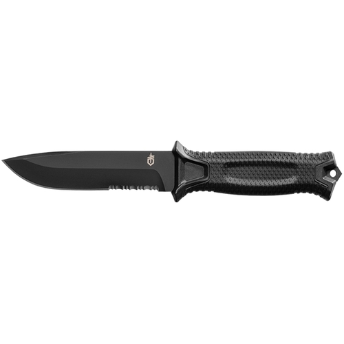 GERBER STRONG ARM FIXED BLADE KNIFE, BLACK, SERRATED KNIFE