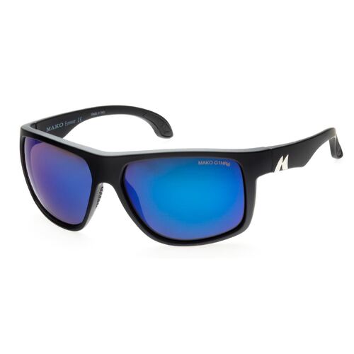 Mako Mavericks Sunglasses 9613 M01-G1HR6 Matte Black / Blue Mirror Glass