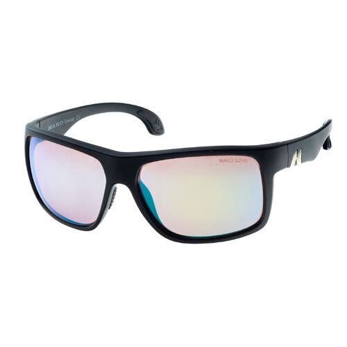 Mako Mavericks Sunglasses 9613 M01-G2H5 Matte Black / Rose Green Mirror Glass Lenses