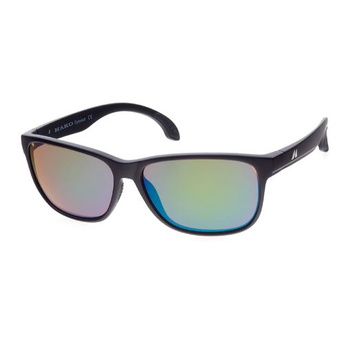 Mako Mistral Sunglasses 9609 M01-G2H5 Matte Black / Rose Green Mirror Glass Lenses