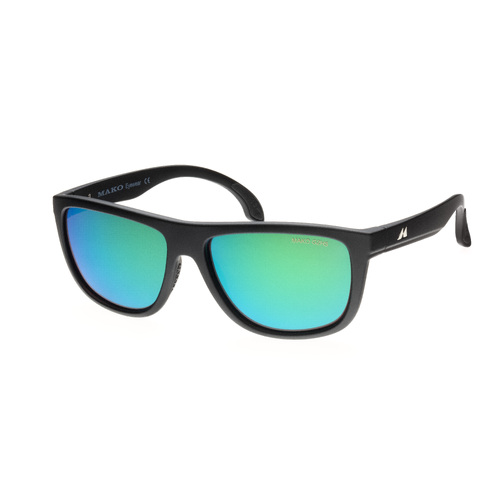 Mako Tidal Sunglasses 9607 M01-G2H5 Matte Black / Rose Green Mirror Glass Lenses