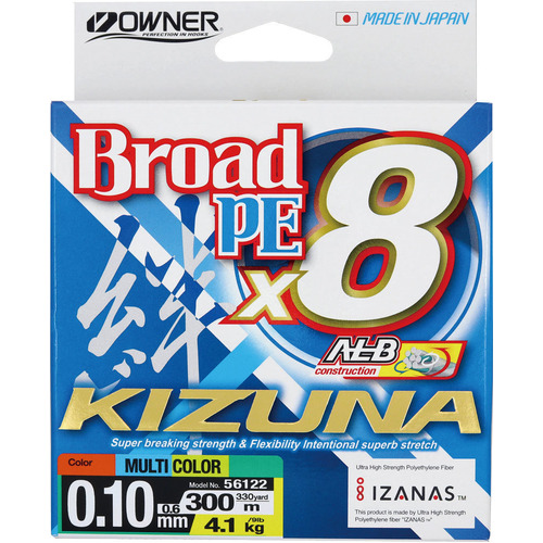 Owner Kizuna X8 PE Multi Colour  300m Braided Fishing Line