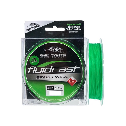 "CLEARANCE" Dog Tooth Fluidcast 4 Carrier Hi-Vis Green 150m Braided Fishing Line 