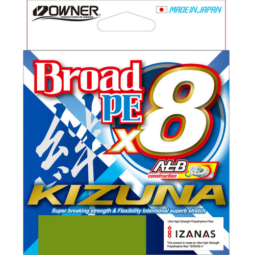 Owner Kizuna X8 PE Chartreuse - 89lb 275m Braided Fishing Line