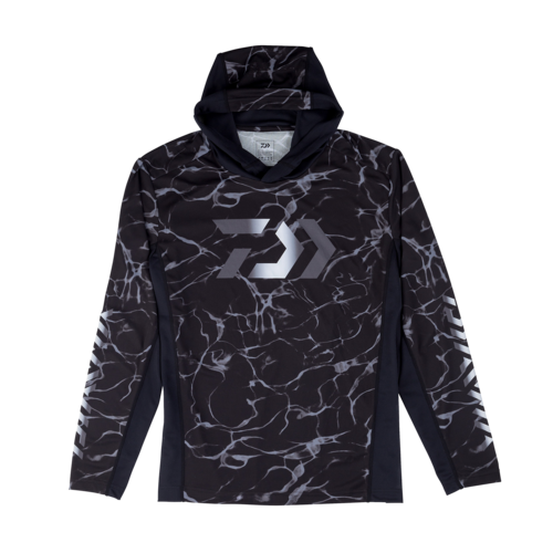 Daiwa Splash Fishing Shirt With Hood Black Long Sleeve UV Protection
