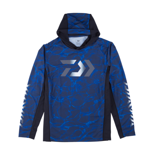 Daiwa Splash Size: L Fishing Shirt With Hood Blue Long Sleeve UV Protection