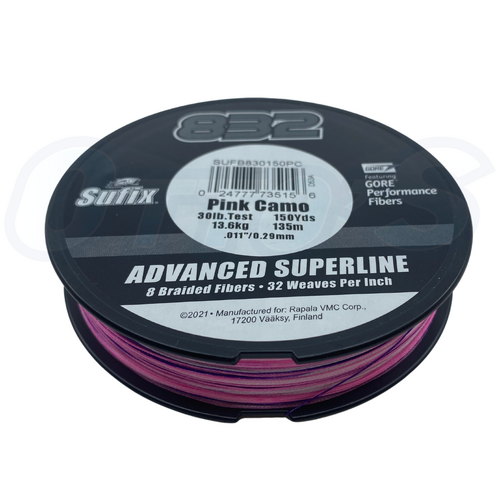 Sufix 832 Advanced Superline Braid Pink Camo / Rose Camou 150yd Spool