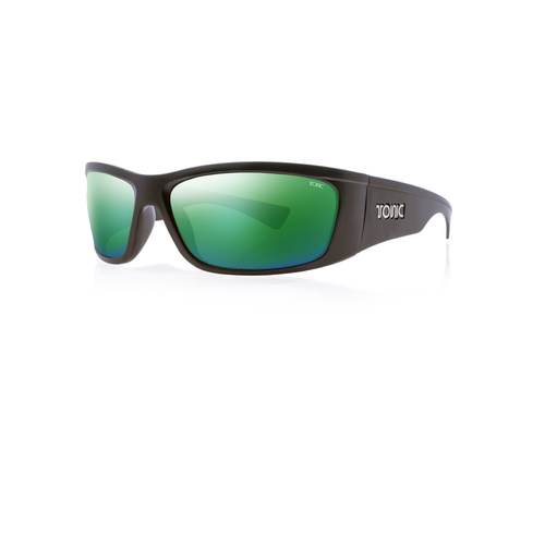 Tonic Sunglasses Shimmer Matt Blk Glass Mirror Green G2 Slicelens