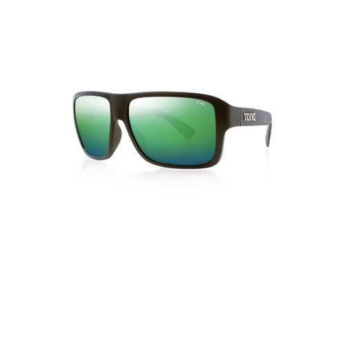 Tonic Sunglasses Swish Matt Blk Glass Mirror Green G2 Slicelens