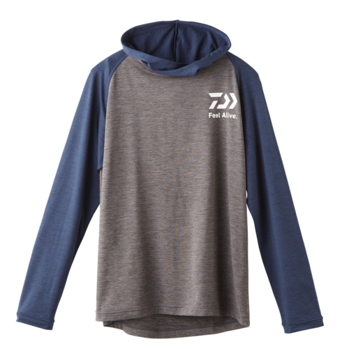 Daiwa Winter Long Sleeve Grey Fishing Shirt With Hood UV Protection