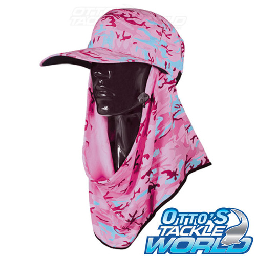 Sun Protection Adapt-A-Cap Ultimate UPF50+ Pink Camo  Frillneck Style Hat